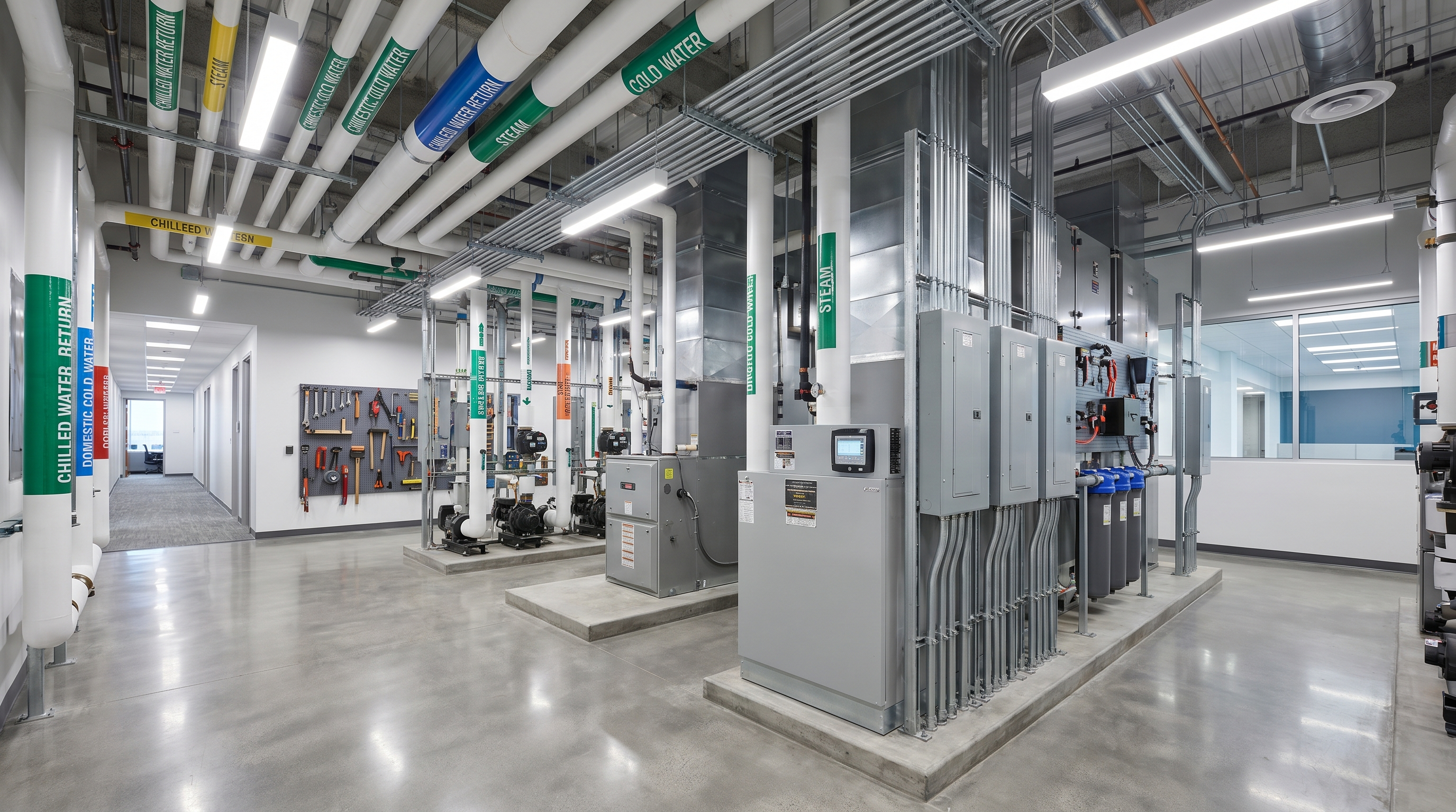 Organized mechanical room maintained by Avapro
